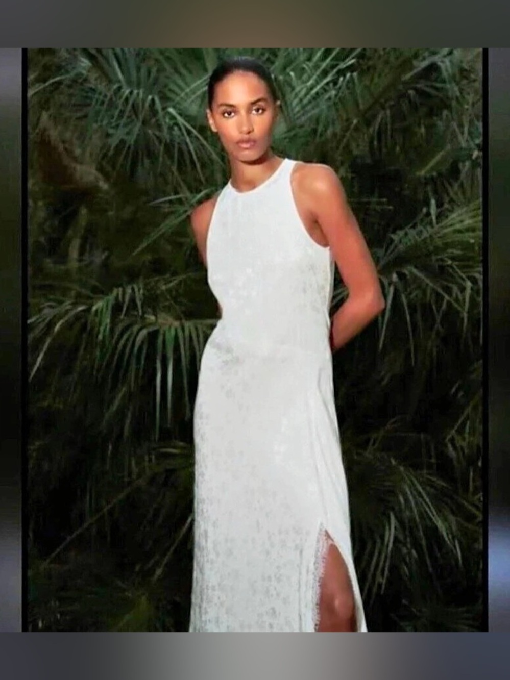 Zara Midi white Jacquard dress with lace trim Size L NWOT never worn!